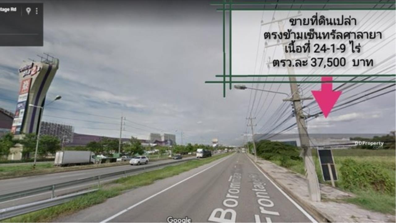 The Agent Property Agency's Land opposite the Central Salaya, meat 24-1-9 rai width 20 meters x 350 meters on the main road Boromarajonani. Behind the Canal, good location, Pinklao - Nakhon Chaisri. Suitable for project allocation. 9