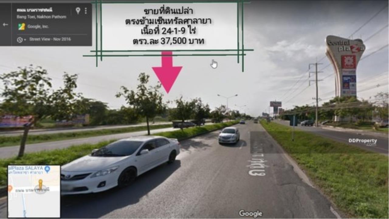 The Agent Property Agency's Land opposite the Central Salaya, meat 24-1-9 rai width 20 meters x 350 meters on the main road Boromarajonani. Behind the Canal, good location, Pinklao - Nakhon Chaisri. Suitable for project allocation. 10