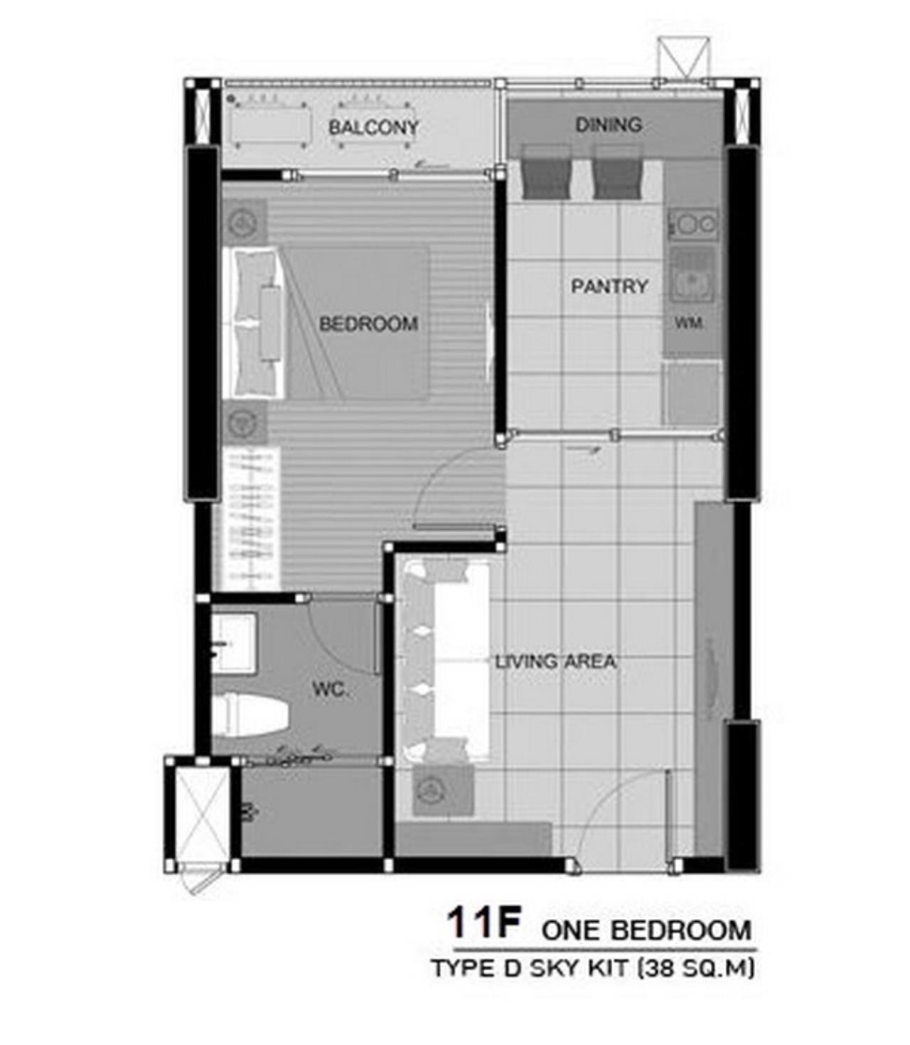 Piri Property Agency's one bedroom Condominium  on 11 floor For Sale 1 1